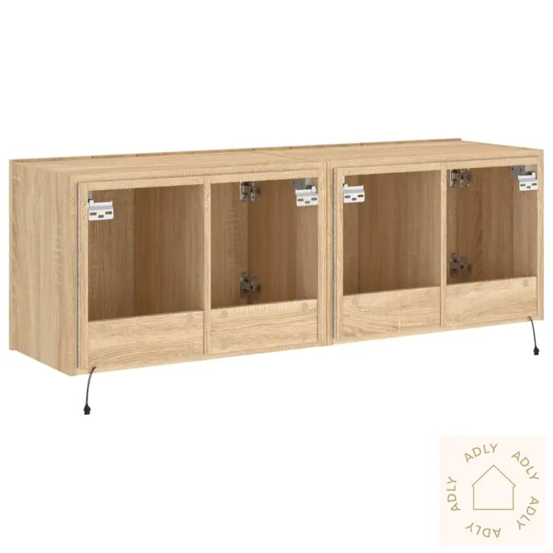 Vegghengte Tv-Benker Med Led 2 Stk Sonoma Eik 60X35X41 Cm