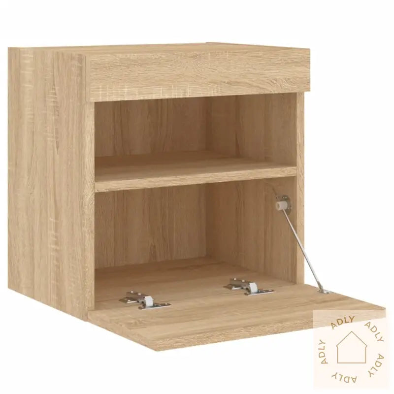 Vegghengt Tv-Benk Med Led Sonoma Eik 40X30X40 Cm
