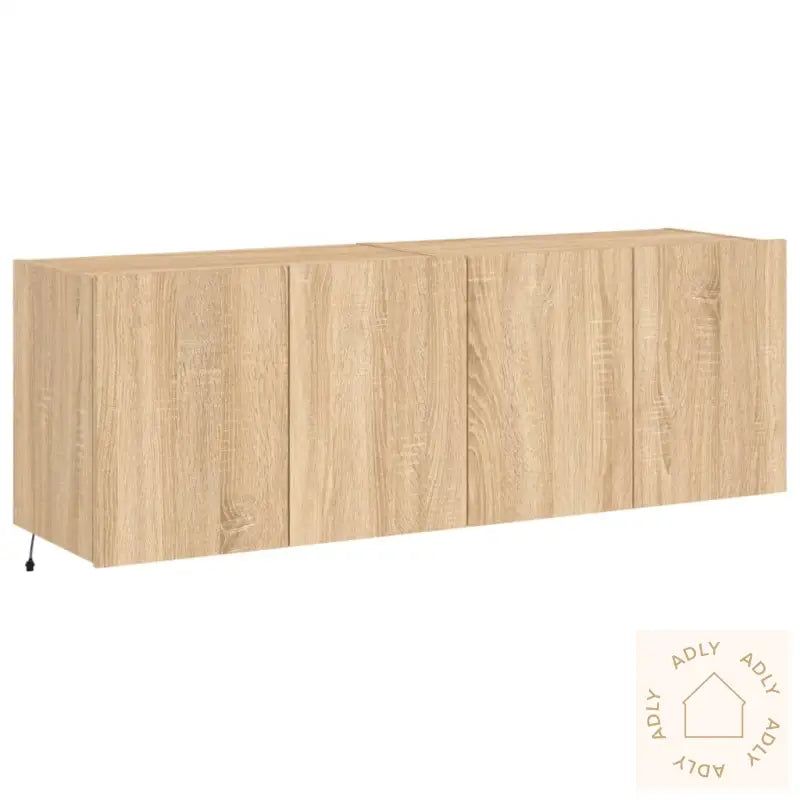Vegghengte Tv-Benker Med Led 2 Stk Sonoma Eik 60X35X41 Cm