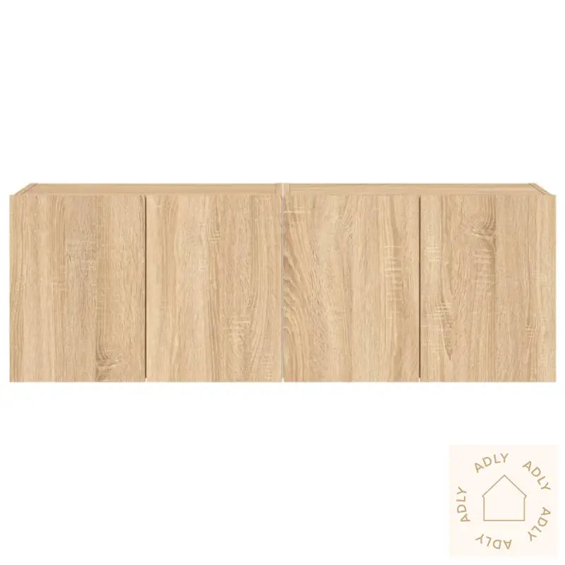 Vegghengte Tv-Benker Med Led 2 Stk Sonoma Eik 60X35X41 Cm