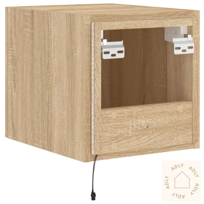 Vegghengte Tv-Benker Med Led 2 Stk Sonoma Eik 30,5X35X30 Cm