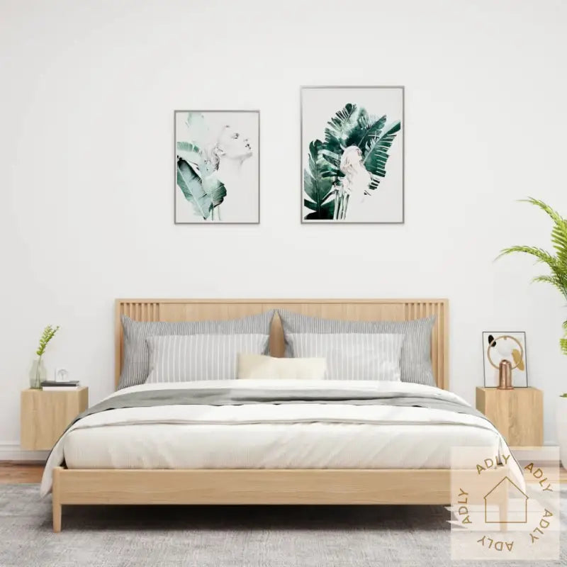 Vegghengte Tv-Benker Med Led 2 Stk Sonoma Eik 30,5X35X30 Cm