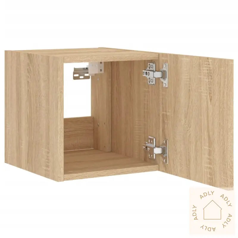 Vegghengte Tv-Benker Med Led 2 Stk Sonoma Eik 30,5X35X30 Cm