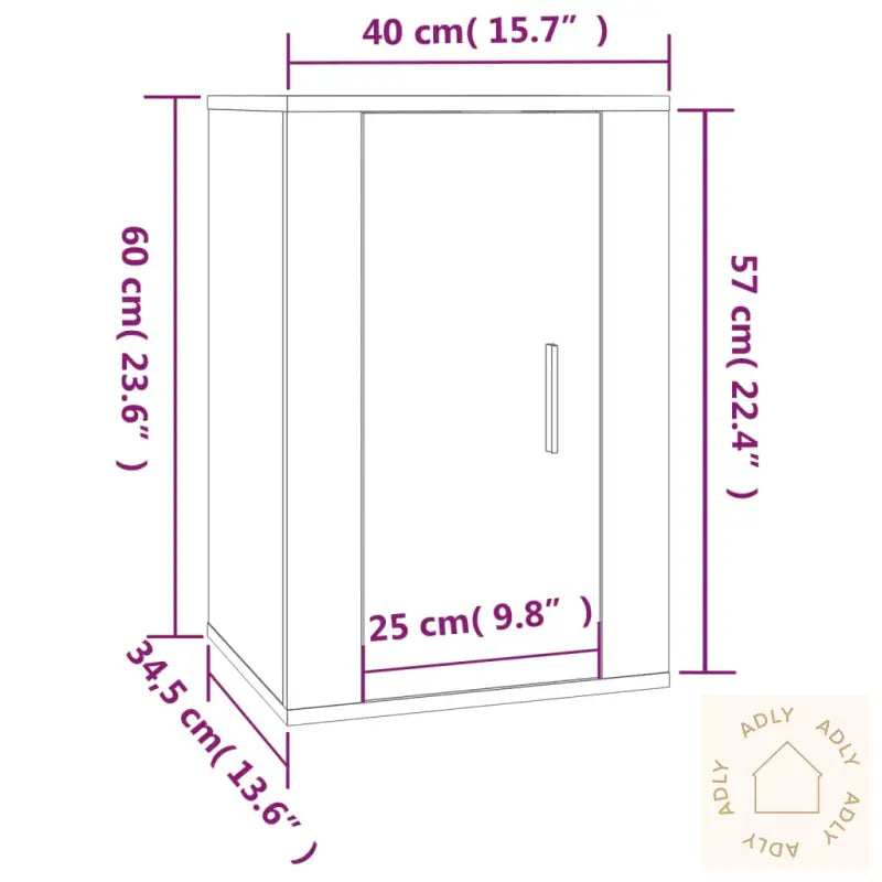 Vegghengte Tv-Benker 2 Stk Sonoma Eik 40X34,5X60 Cm
