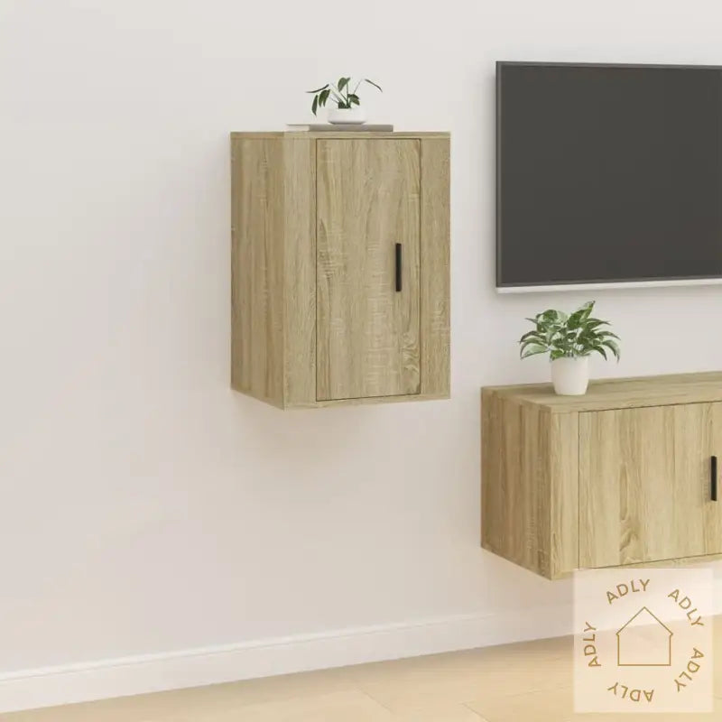 Vegghengte Tv-Benker 2 Stk Sonoma Eik 40X34,5X60 Cm