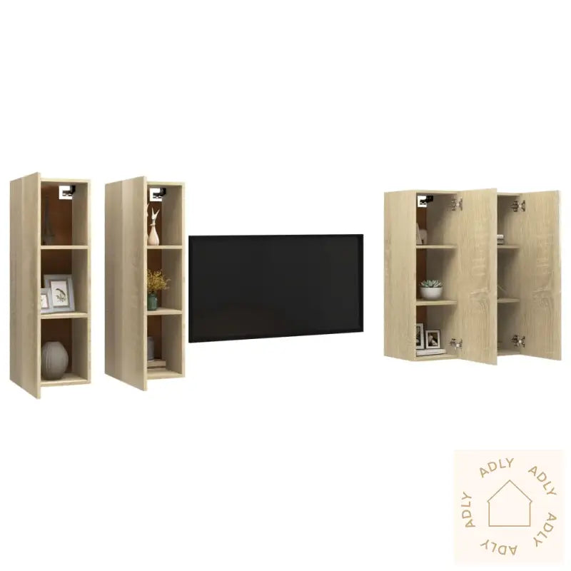 Tv-Benker 4 Stk Sonoma Eik 30,5X30X90 Cm Konstruert Tre