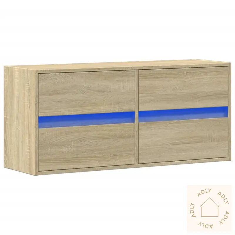 Vegghengt Tv-Benk Med Led Sonoma Eik 100X31X45 Cm