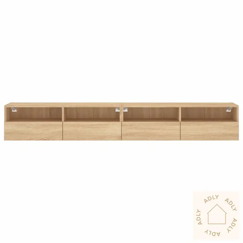 Vegghengte Tv-Benker 2Stk Sonoma Eik 100X30X30Cm Konstruert Tre