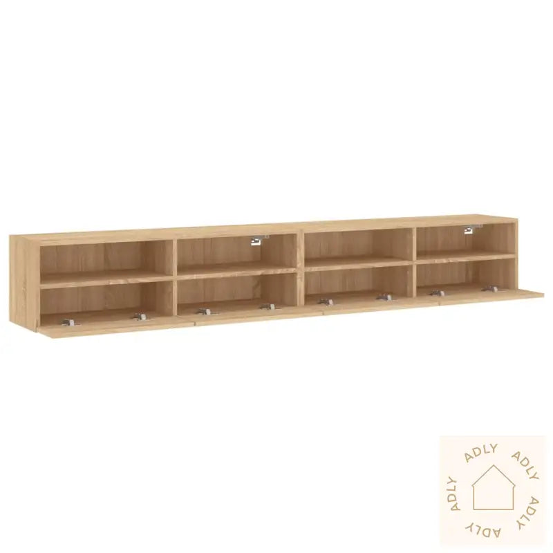 Vegghengte Tv-Benker 2Stk Sonoma Eik 100X30X30Cm Konstruert Tre
