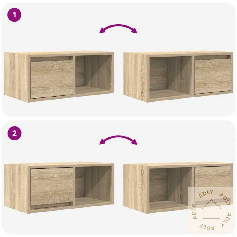 Tv-Benker 2 Stk Sonoma Eik 60X31X25,5 Cm Konstruert Tre