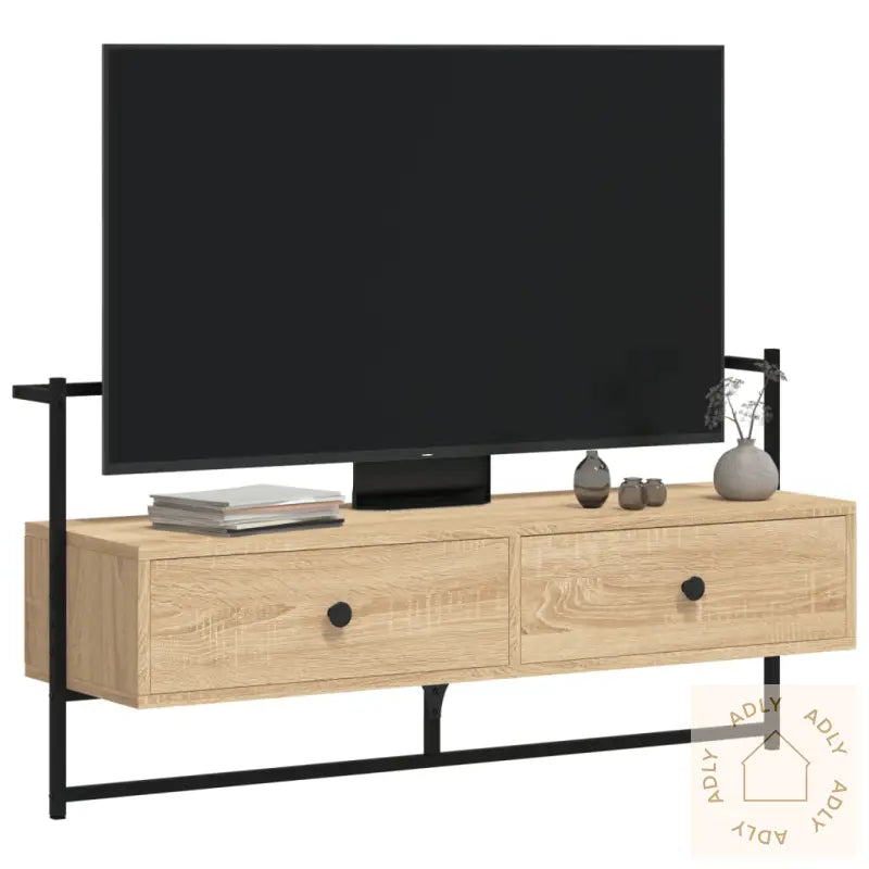 Tv-Benk Veggmontert Sonoma Eik 100,5X30X51 Cm Konstruert Tre