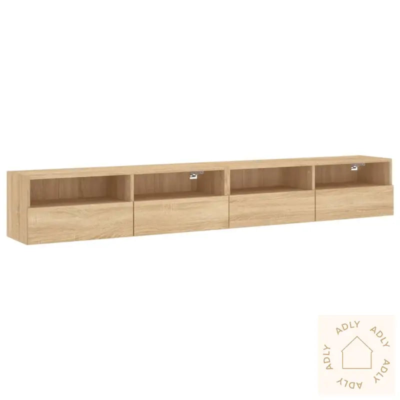 Vegghengte Tv-Benker 2Stk Sonoma Eik 100X30X30Cm Konstruert Tre