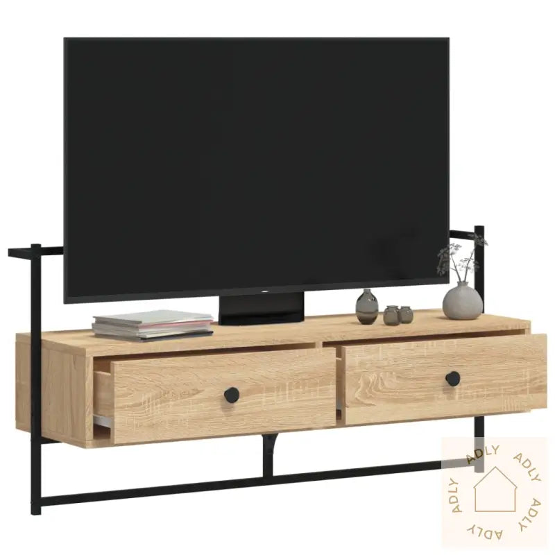 Tv-Benk Veggmontert Sonoma Eik 100,5X30X51 Cm Konstruert Tre