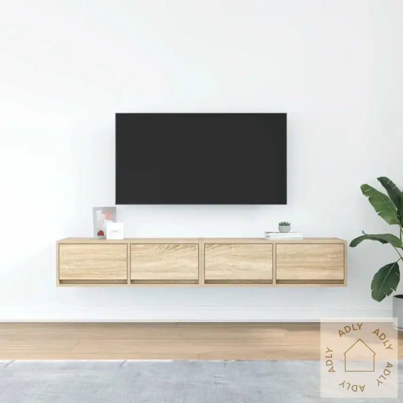 Tv-Benker 2 Stk Sonoma Eik 80X31X25,5 Cm Konstruert Tre