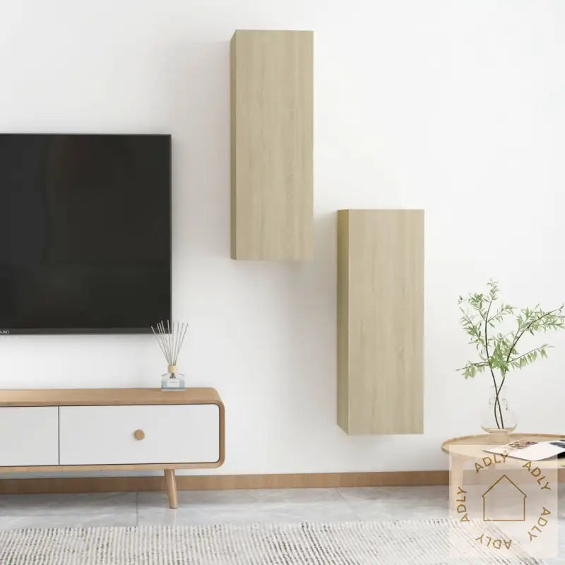 Tv-Benker 2 Stk Sonoma Eik 30,5X30X90 Cm Sponplate