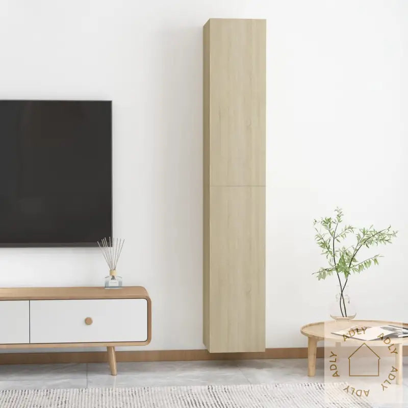 Tv-Benker 2 Stk Sonoma Eik 30,5X30X90 Cm Sponplate