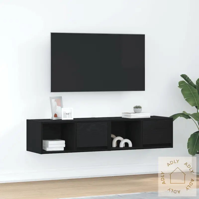 Tv-Benker 2 Stk Svart Eik 60X31X25,5 Cm Konstruert Tre