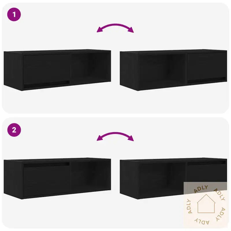 Tv-Benker 2 Stk Svart Eik 80X31X25,5 Cm Konstruert Tre