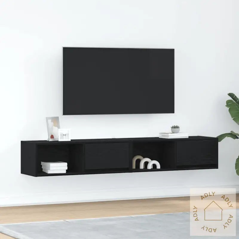Tv-Benker 2 Stk Svart Eik 80X31X25,5 Cm Konstruert Tre