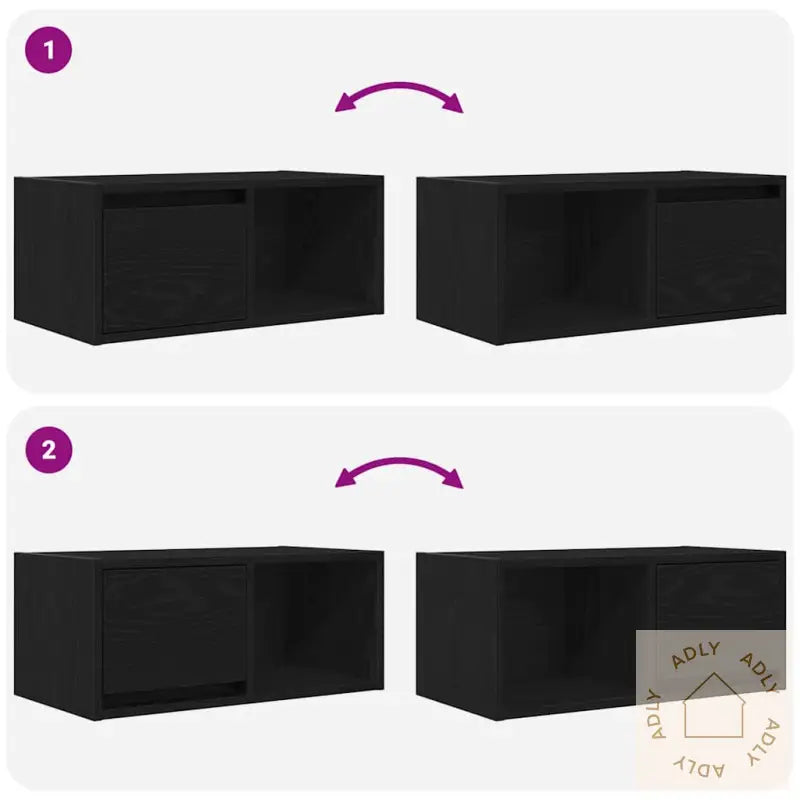 Tv-Benker 2 Stk Svart Eik 60X31X25,5 Cm Konstruert Tre