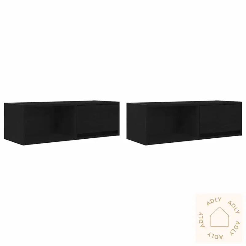 Tv-Benker 2 Stk Svart Eik 80X31X25,5 Cm Konstruert Tre