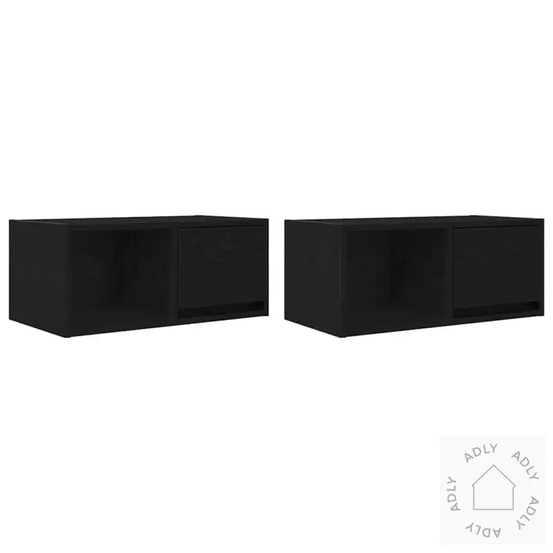 Tv-Benker 2 Stk Svart Eik 60X31X25,5 Cm Konstruert Tre
