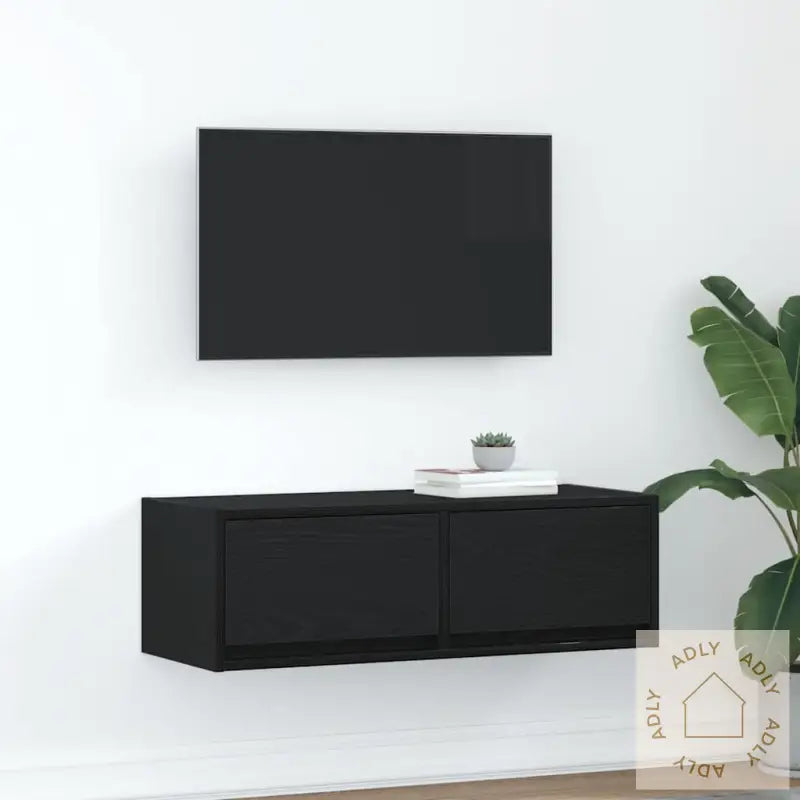 Tv-Benk Svart Eik 80X31X25,5 Cm Konstruert Tre
