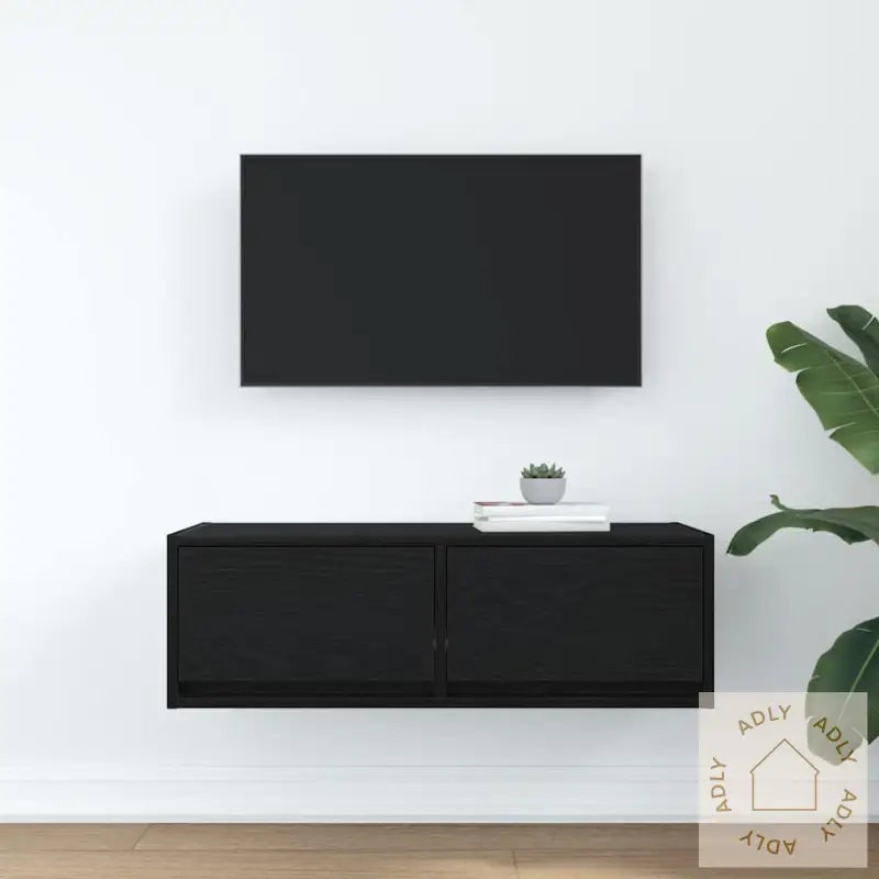Tv-Benk Svart Eik 80X31X25,5 Cm Konstruert Tre