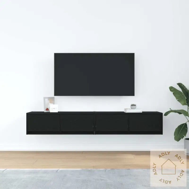 Tv-Benker 2 Stk Svart Eik 80X31X25,5 Cm Konstruert Tre
