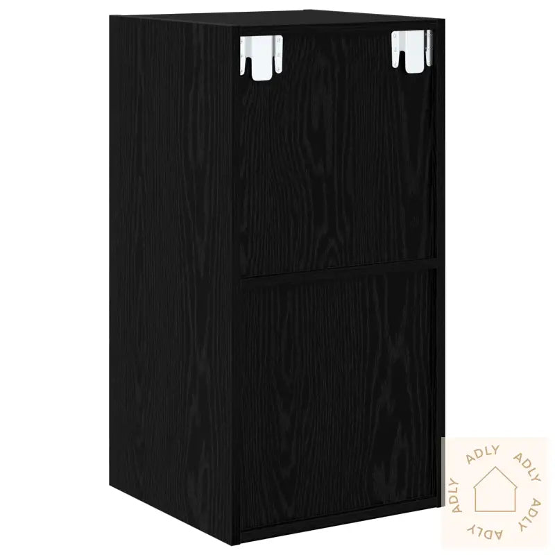 Veggmontert Tv-Skap I Svart Eik - 37 X 37 X 72 Cm, Laget Av Konstruert Tre