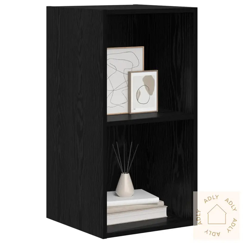 Veggmontert Tv-Skap I Svart Eik - 37 X 37 X 72 Cm, Laget Av Konstruert Tre