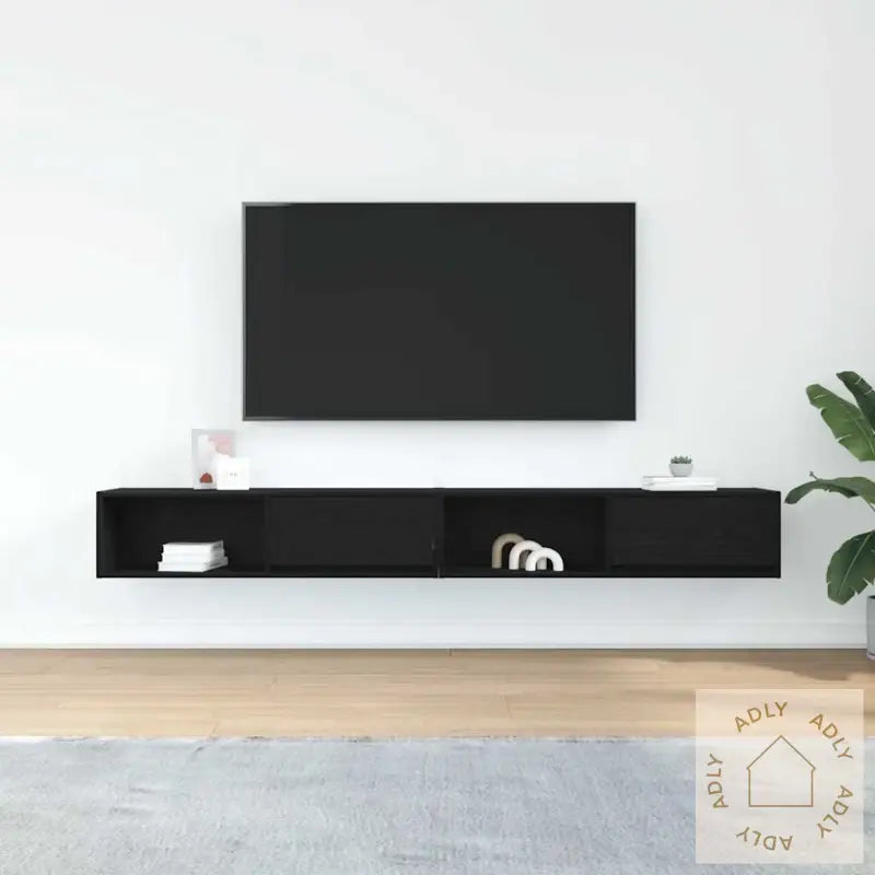 Tv-Benker 2 Stk Svart Eik 100X31X25,5 Cm Konstruert Tre