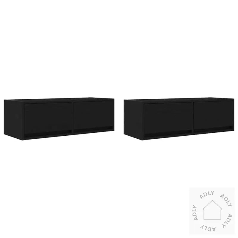 Tv-Benker 2 Stk Svart Eik 80X31X25,5 Cm Konstruert Tre