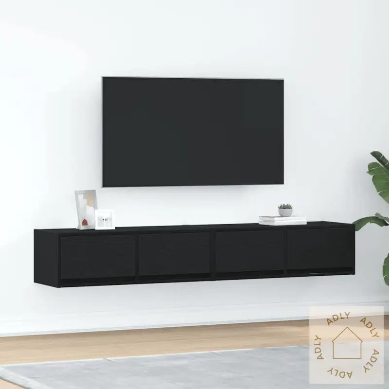 Tv-Benker 2 Stk Svart Eik 80X31X25,5 Cm Konstruert Tre