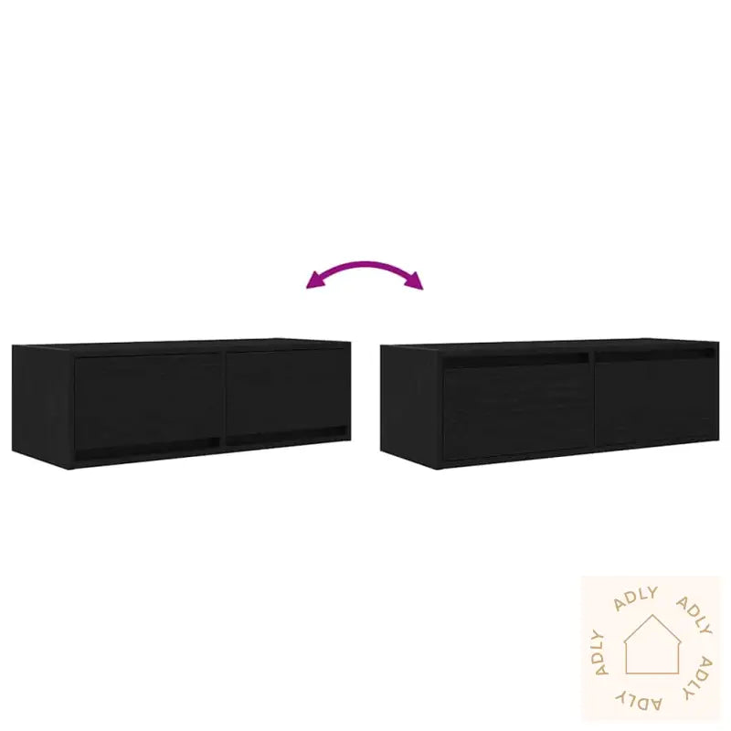 Tv-Benker 2 Stk Svart Eik 80X31X25,5 Cm Konstruert Tre