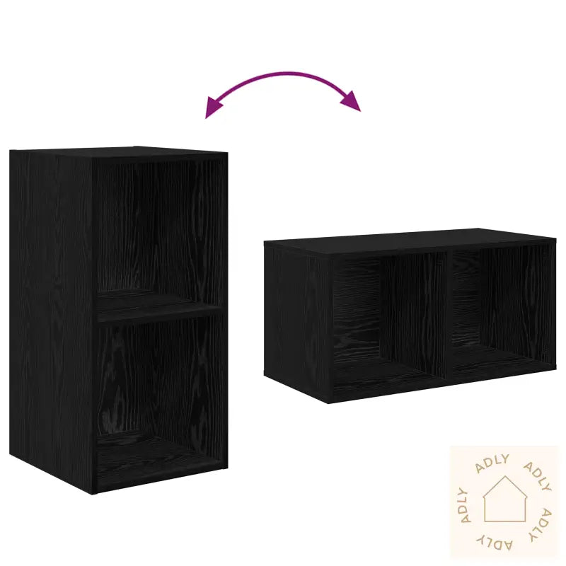 Veggmontert Tv-Skap I Svart Eik - 37 X 37 X 72 Cm, Laget Av Konstruert Tre