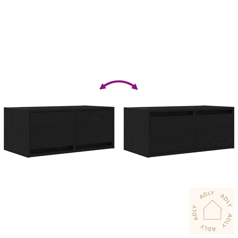 Tv-Benk Svart Eik 60X31X25,5 Cm Konstruert Tre