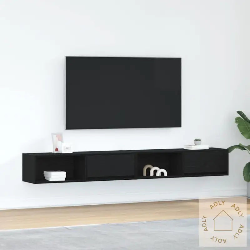 Tv-Benker 2 Stk Svart Eik 100X31X25,5 Cm Konstruert Tre
