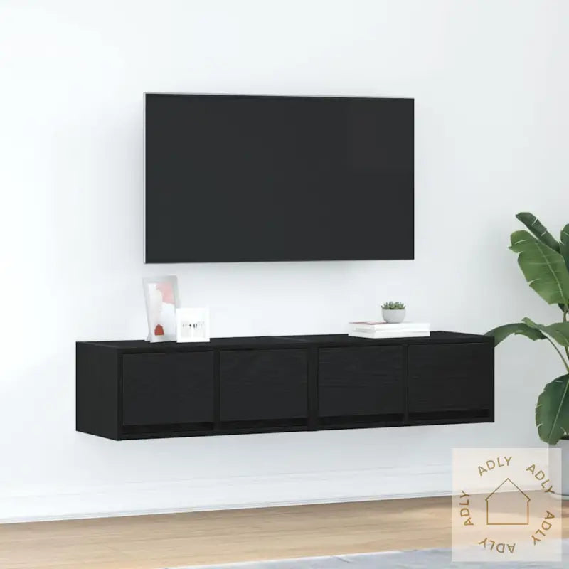 Tv-Benker 2 Stk Svart Eik 60X31X25,5 Cm Konstruert Tre