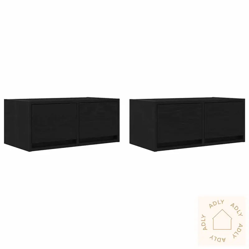 Tv-Benker 2 Stk Svart Eik 60X31X25,5 Cm Konstruert Tre