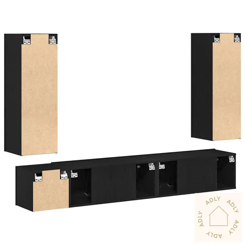 5-Delt Veggmontert Tv-Skap I Svart Eik