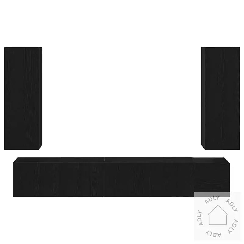 5-Delt Veggmontert Tv-Skap I Svart Eik