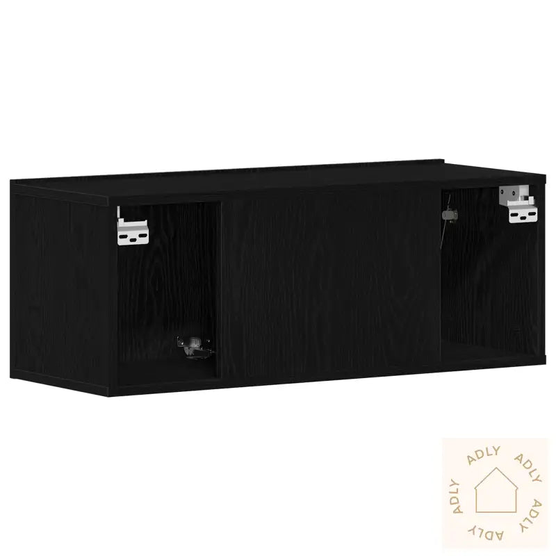 Svart Eik Tv-Benk 80X30X30 Cm Laget Av Konstruert Tre