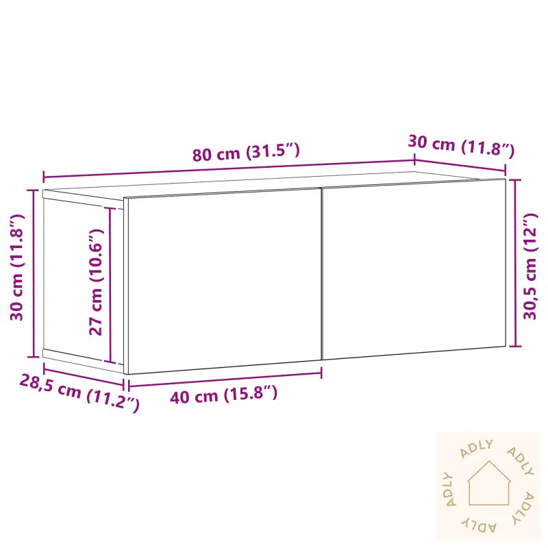 Svart Eik Tv-Benk 80X30X30 Cm Laget Av Konstruert Tre