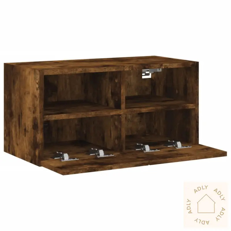 Vegghengt Tv-Benk Røkt Eik 60X30X30 Cm Konstruert Tre