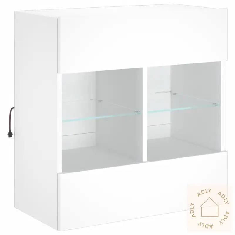 Vegghengt Tv-Benk Med Led Hvit 58,5X30X60,5 Cm