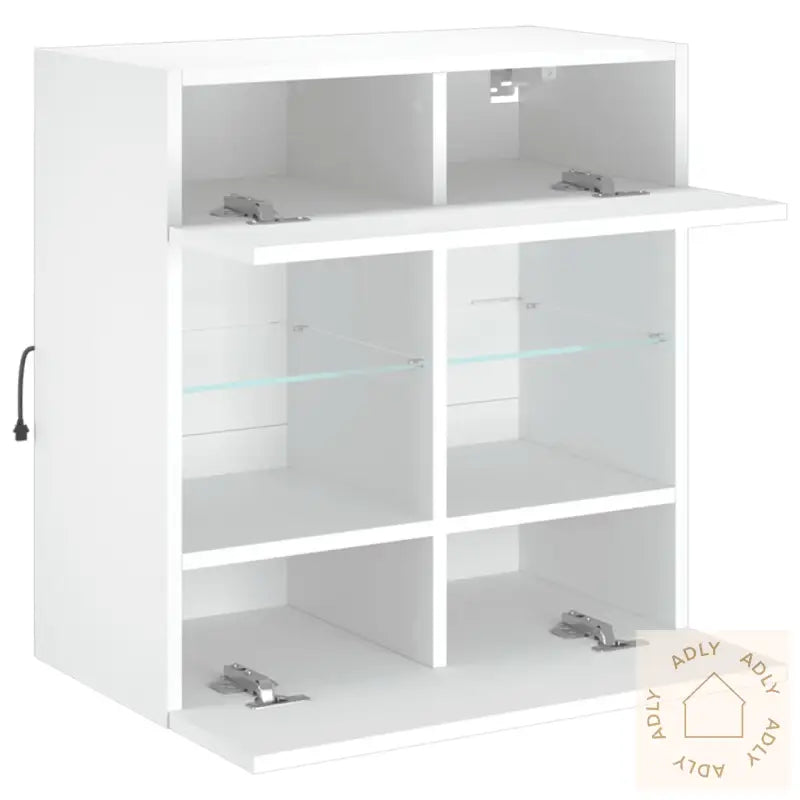 Vegghengt Tv-Benk Med Led Hvit 58,5X30X60,5 Cm