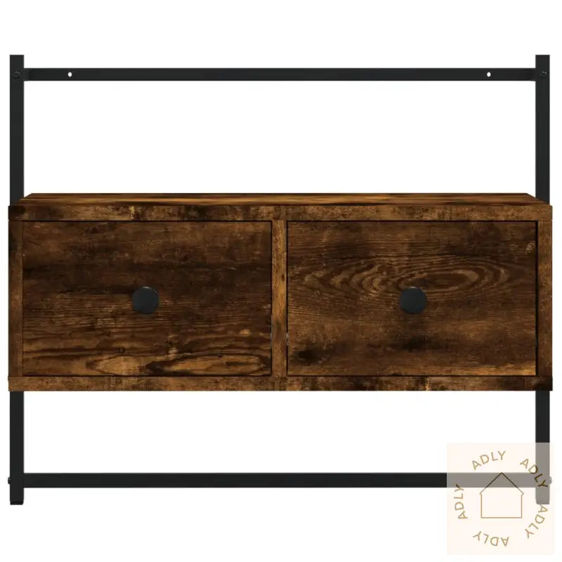 Tv-Benk Veggmontert Røkt Eik 60,5X30X51 Cm Konstruert Tre