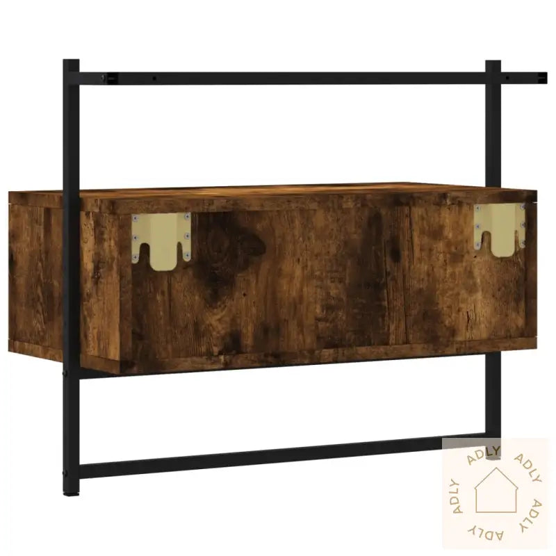 Tv-Benk Veggmontert Røkt Eik 60,5X30X51 Cm Konstruert Tre