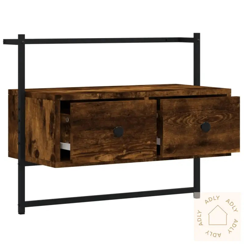 Tv-Benk Veggmontert Røkt Eik 60,5X30X51 Cm Konstruert Tre
